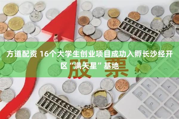 方道配资 16个大学生创业项目成功入孵长沙经开区“满天星”基地