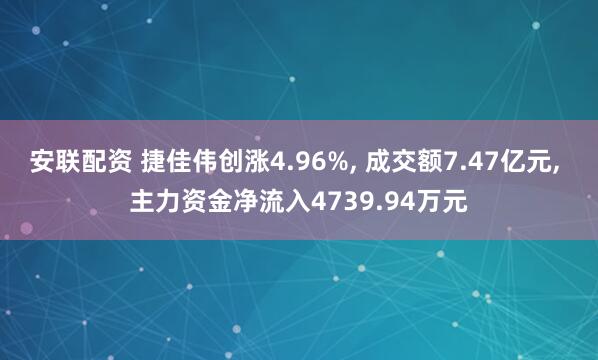 安联配资 捷佳伟创涨4.96%, 成交额7.47亿元, 主力资金净流入4739.94万元